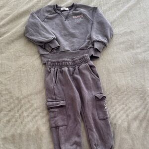 Primark Kids Gray Cargo Sweatpants & Sweatshirt Set